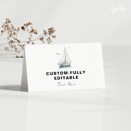 Tarjeta de Tienda de Comida Doblada Náutica Editab