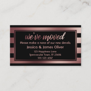Tarjeta de timbre de oro Rosa con tiras "We've Mov