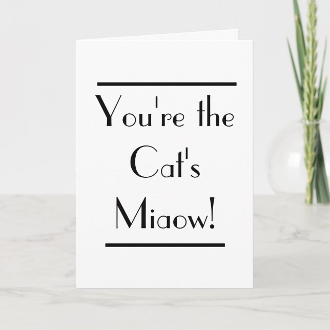Tarjeta de tipografía Art Deco Cats Miaow (Anverso)