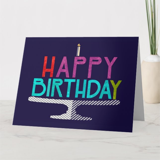 Tarjeta de tipografía de pastel de cumpleaños feli (Anverso)