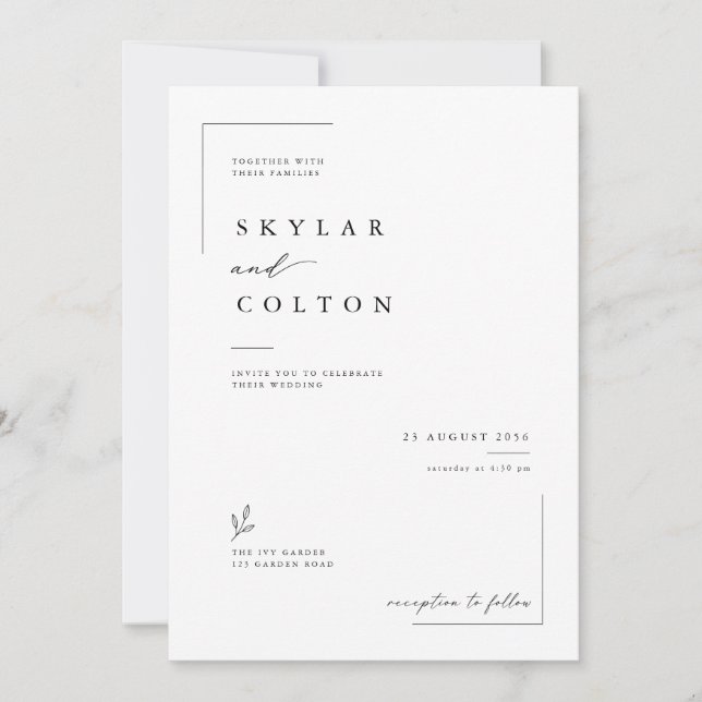 Tarjeta de tipografía elegante con foto romántica. (Anverso)