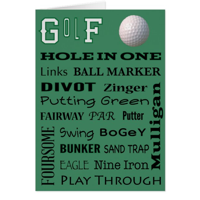 Tarjeta de tipografía GOLF (Frente)