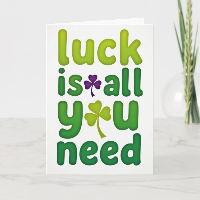 Tarjeta de tipografía Green Luck (Anverso)