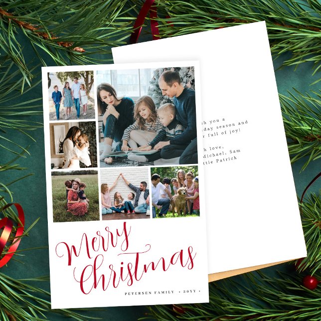 Tarjeta de tipografía roja de 6 fotos de Navidad F (Subido por el creador)