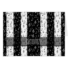 Tarjeta de tiras musicales en blanco y negro