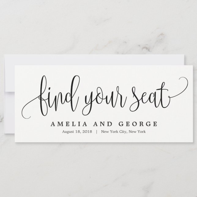 Tarjeta de título del plan de asiento - Caligrafía (Anverso)
