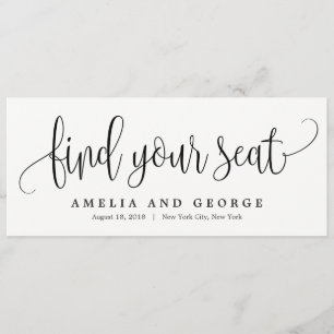 Tarjeta de título del plan de asiento - Caligrafía