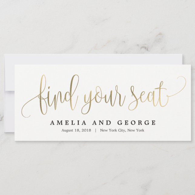 Tarjeta de título del plan de asiento - Caligrafía (Anverso)