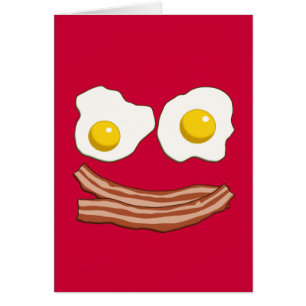 Tarjeta de tocino y de los huevos