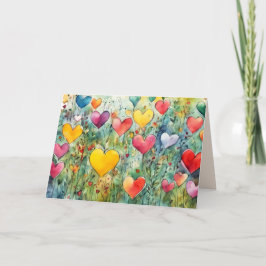 TARJETA DE TODA OCASIÓN/BLANCA DE CORAZONES EN CRE