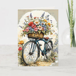 TARJETA DE TODA OCASIÓN EN BICICLETA FLORAL