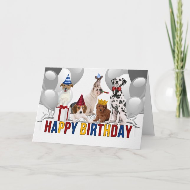 Tarjeta De todos nosotros divertidos perros cumpleaños (Anverso)