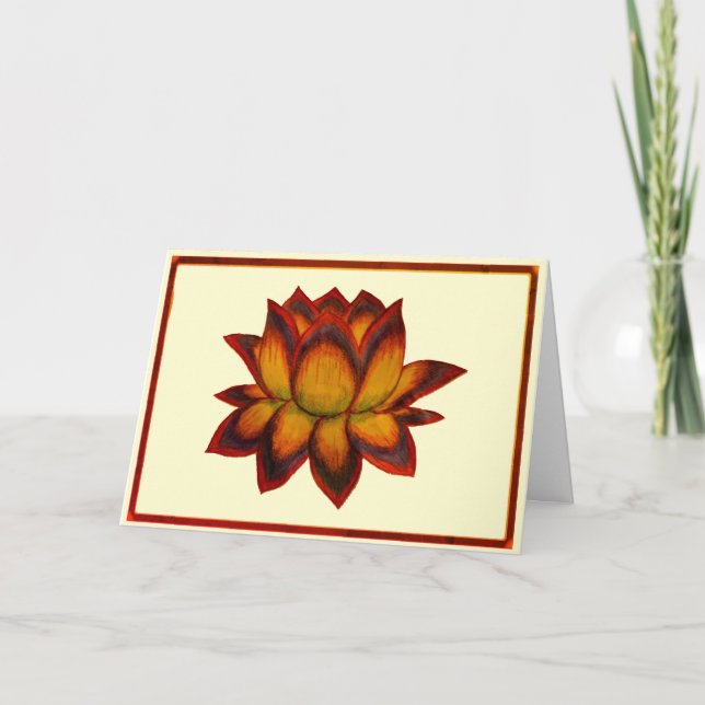 Tarjeta de tonos rojos de loto (Anverso)