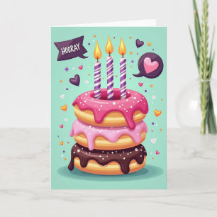 Tarjeta de torre de pastel de cumpleaños dulce