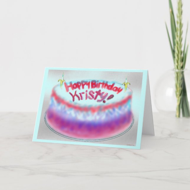 Tarjeta de torta de cumpleaños de Kristy (Anverso)