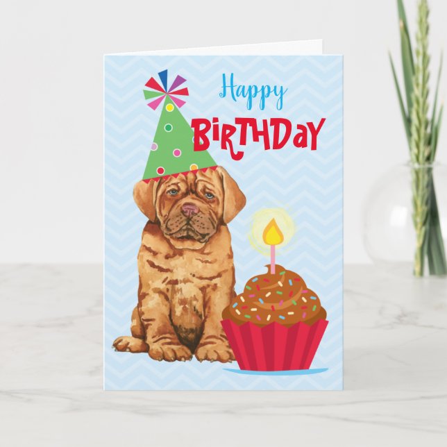 Tarjeta de torta de cumpleaños Dogue de Bordeaux (Anverso)