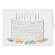 Tarjeta de torta de cumpleaños mundial - Esquema d