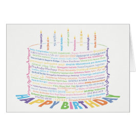 Tarjeta de torta de cumpleaños mundial - Esquema d