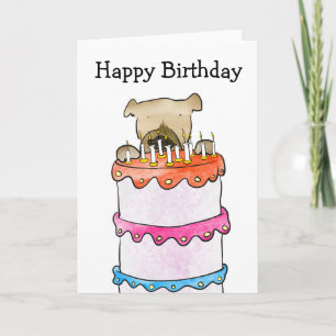 Tarjeta de torta de cumpleaños para perros grandes