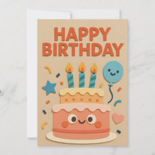 Tarjeta de torta de cumpleaños sonriente