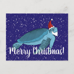 Tarjeta de tortuga marina de Santa Navidades