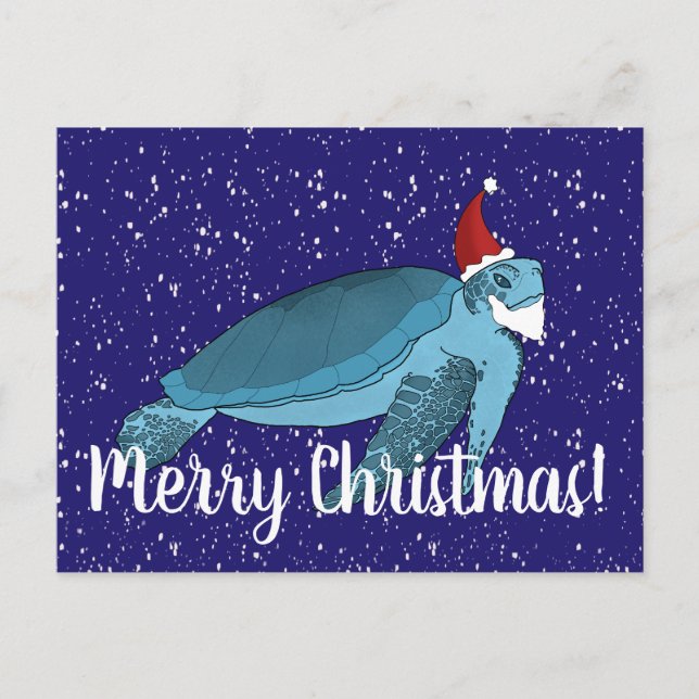 Tarjeta de tortuga marina de Santa Navidades (Anverso)