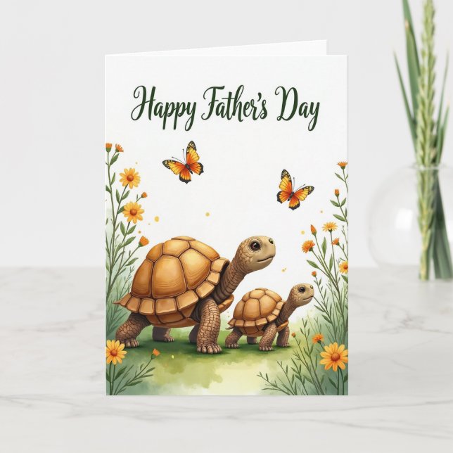 Tarjeta de Tortuga para el Día del Padre Dulce (Anverso)