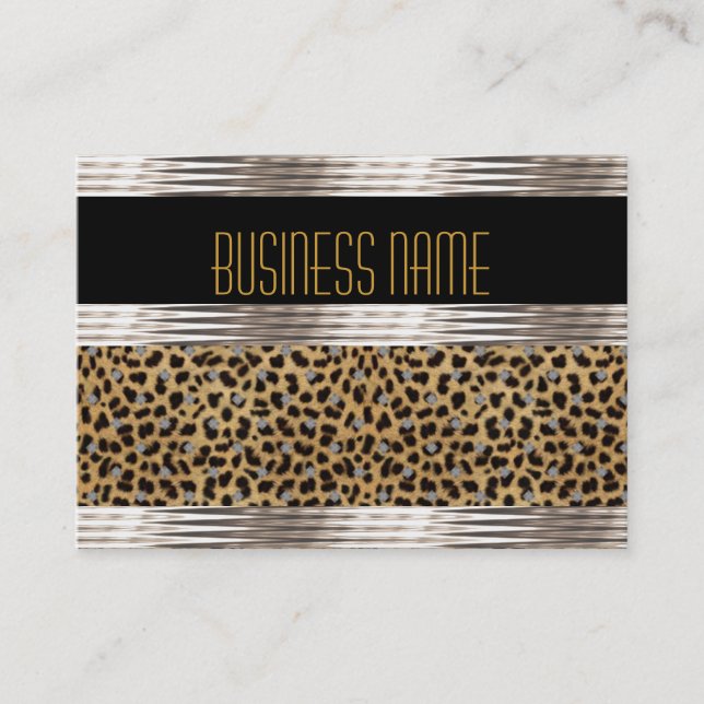 Tarjeta de trabajo Art Deco Black Leopard Skin (Anverso)