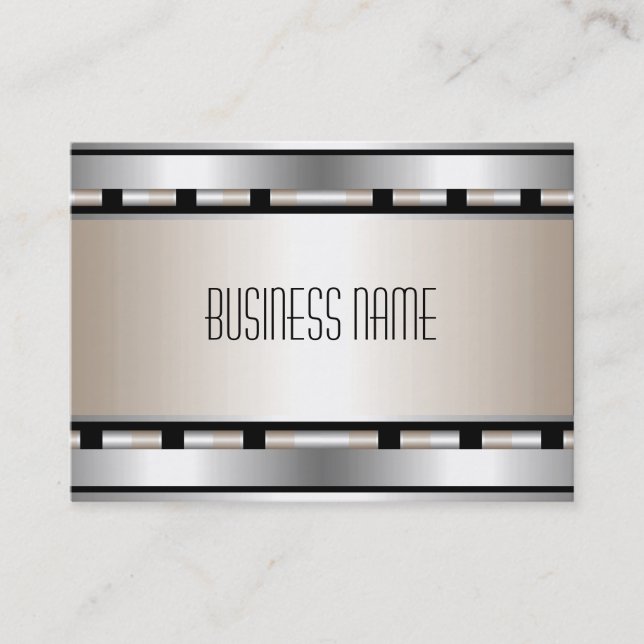 Tarjeta de trabajo Art Deco Black Silver Stripe Be (Anverso)