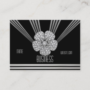 Tarjeta de trabajo Art Deco Black Stripe Diamond J