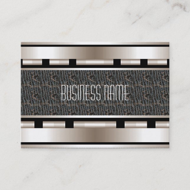 Tarjeta de trabajo Art Deco Cuero de crema negra (Anverso)