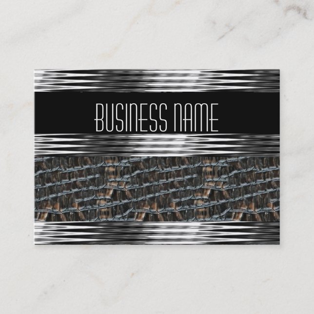 Tarjeta de trabajo Art Deco Cuero de plata negro (Anverso)
