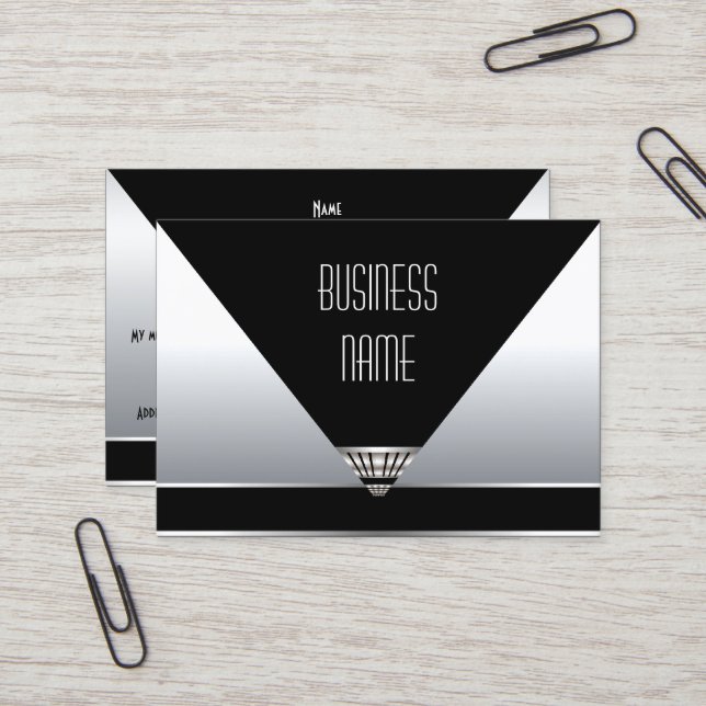 Tarjeta de trabajo Art Deco Plata negra (Anverso/Reverso In Situ)