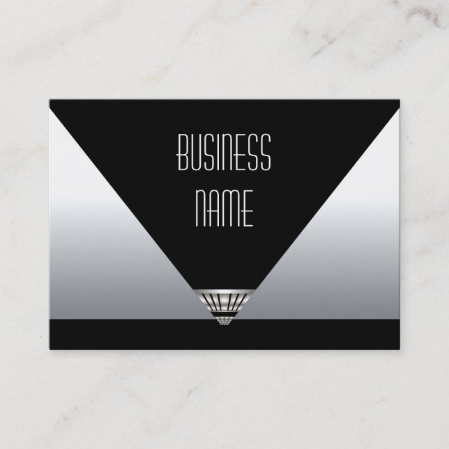 Tarjeta de trabajo Art Deco Plata negra (Anverso)