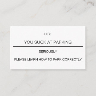 Tarjeta de trabajo de mal estacionamiento