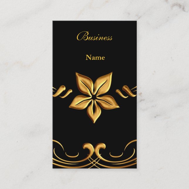Tarjeta de trabajo elegante amarillo dorado negro (Anverso)