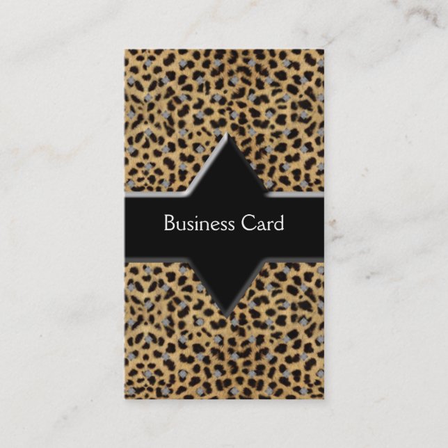 Tarjeta de trabajo elegante Leopard Black (Anverso)
