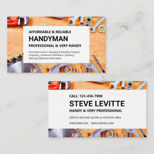 Tarjeta de trabajo Handyman - Herramientas de cons