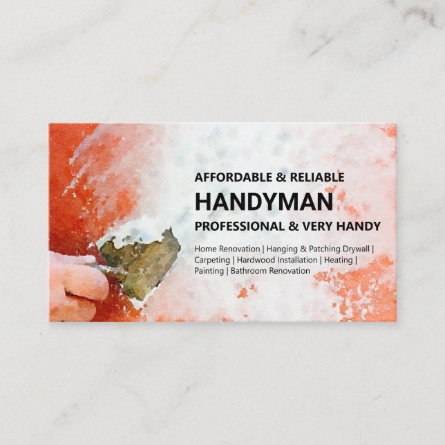 Tarjeta de trabajo Handyman - Muro de putty en neg (Anverso)