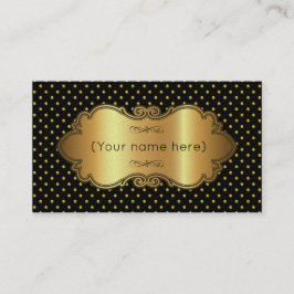 Tarjeta de trabajo/Negro con puntos de Polka dorad