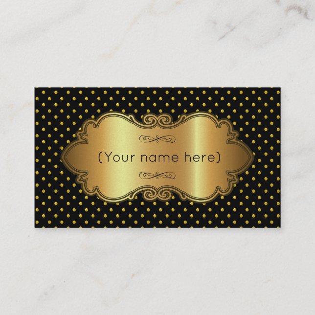Tarjeta de trabajo/Negro con puntos de Polka dorad (Anverso)