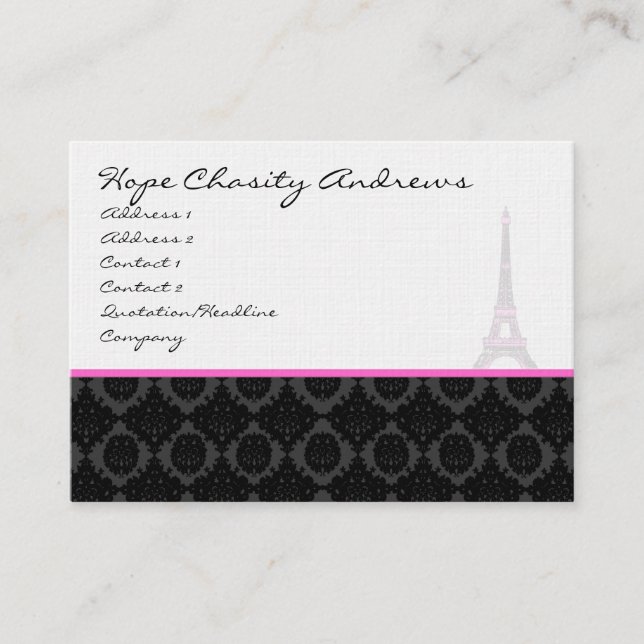 Tarjeta de trabajo Torre Eiffel de Damasco Blanco  (Anverso)