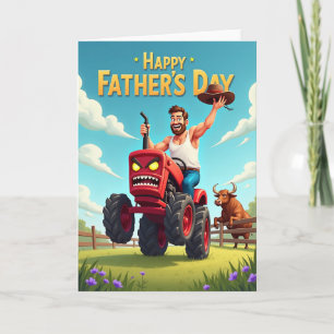 Tarjeta de Tractor del Día del Padre Alegre