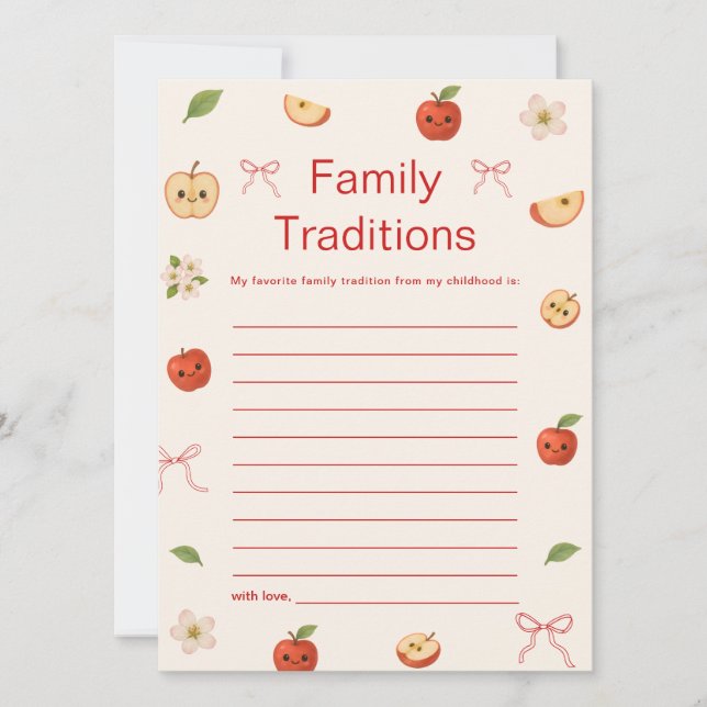 Tarjeta de tradiciones familiares Apple of My Eye  (Anverso)