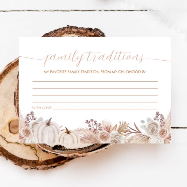Tarjeta de tradiciones familiares de Boho Pumpkin  (Subido por el creador)