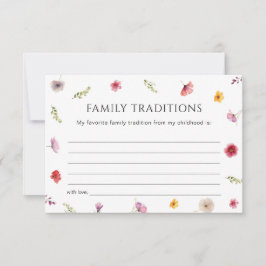 Tarjeta de tradiciones familiares de flores silves