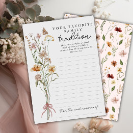 Tarjeta de tradiciones familiares de flores silves