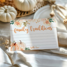 Tarjeta de tradiciones familiares de la calabaza p