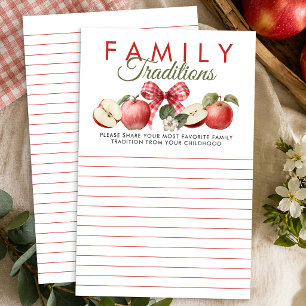 Tarjeta de tradiciones familiares para baby shower