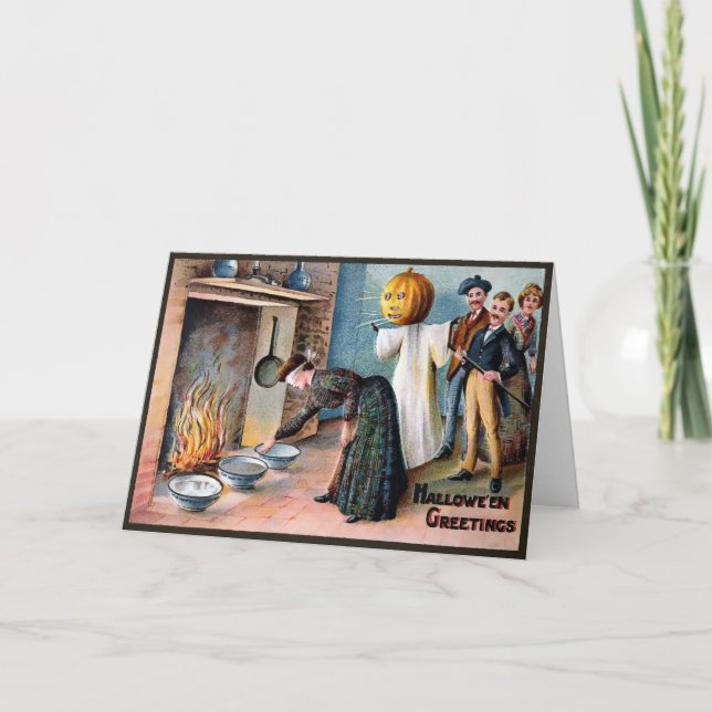 Tarjeta de tradiciones victorianas de Halloween de (Anverso)